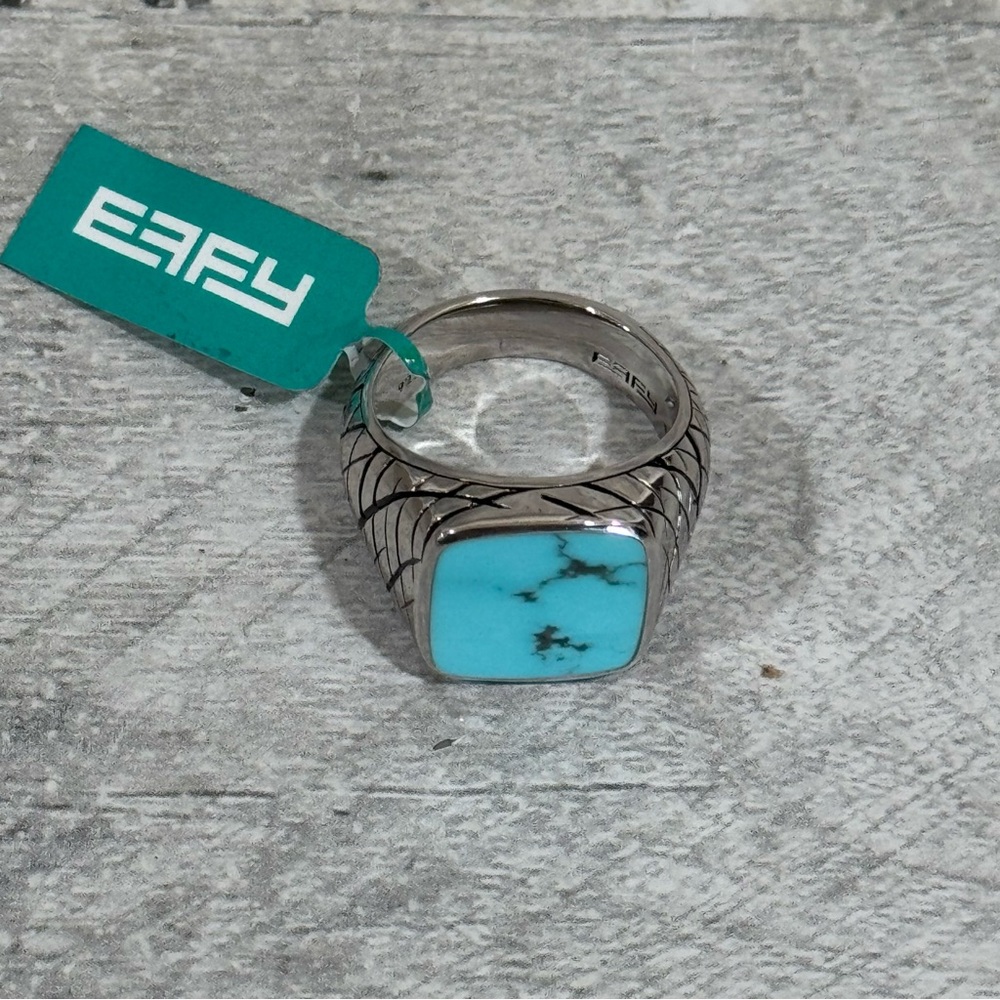 EFFY Sterling Silver Turquoise Men’s Ring - Size 10